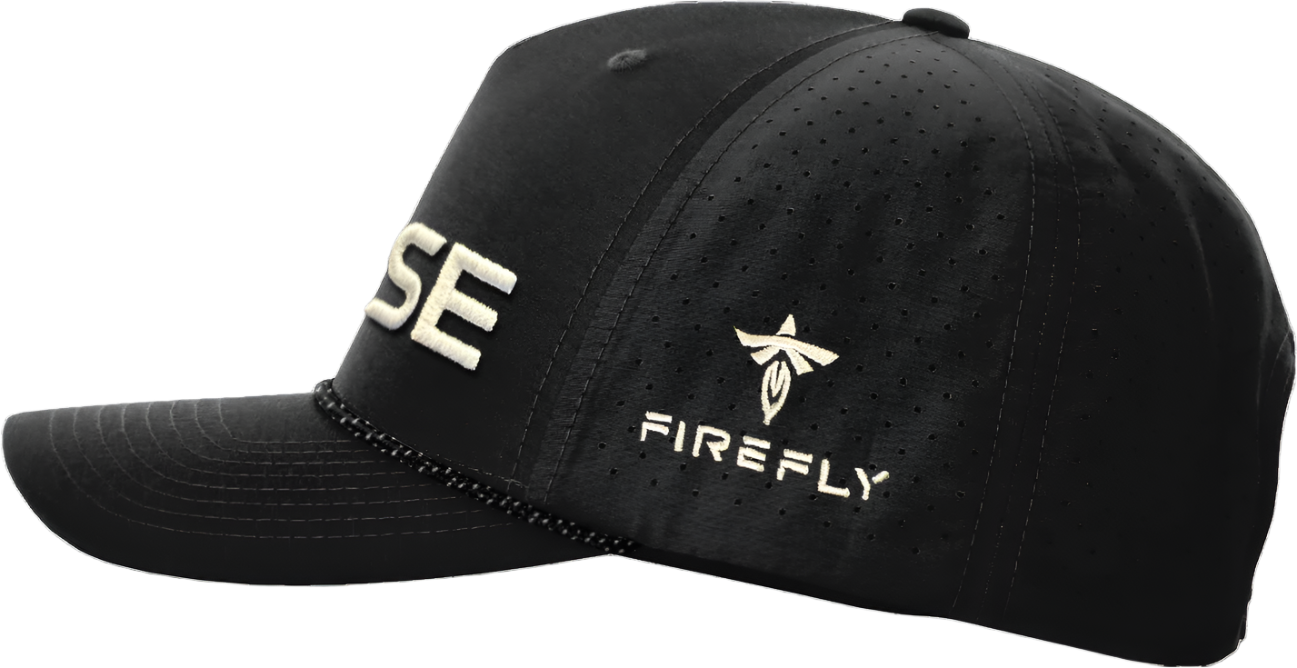 Black cap with 'FIREFLY' logo on a white background