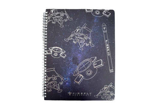 Firefly-Aerospace-Spiral-Notebook-Launch-Land-Orbit-Space-Background-Elytra-Blue-Ghost-Alpha-Rocket-Firefly-Aerospace-Logo-Front