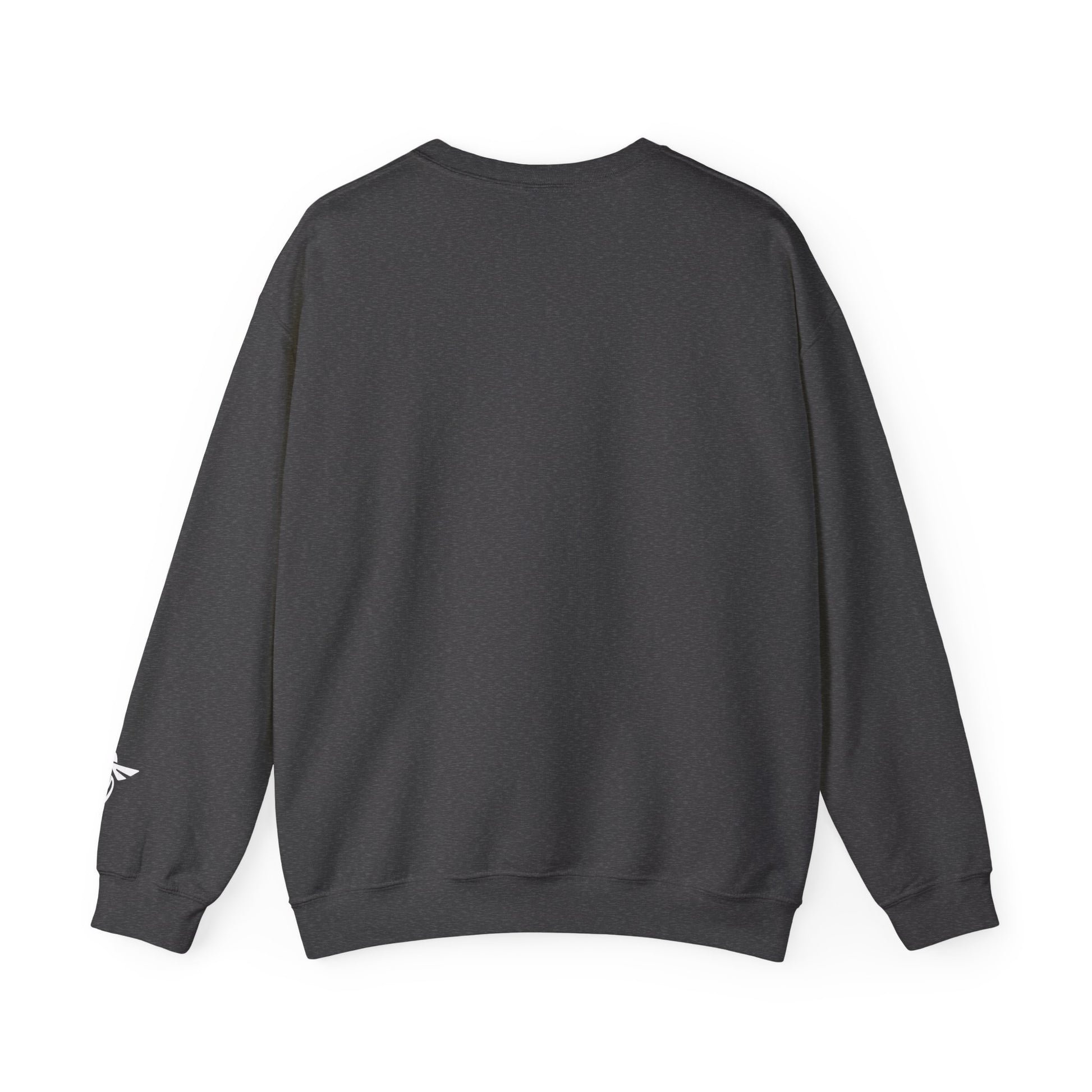 Gray sweatshirt with 'LOCKED IN' text on the back against a white background