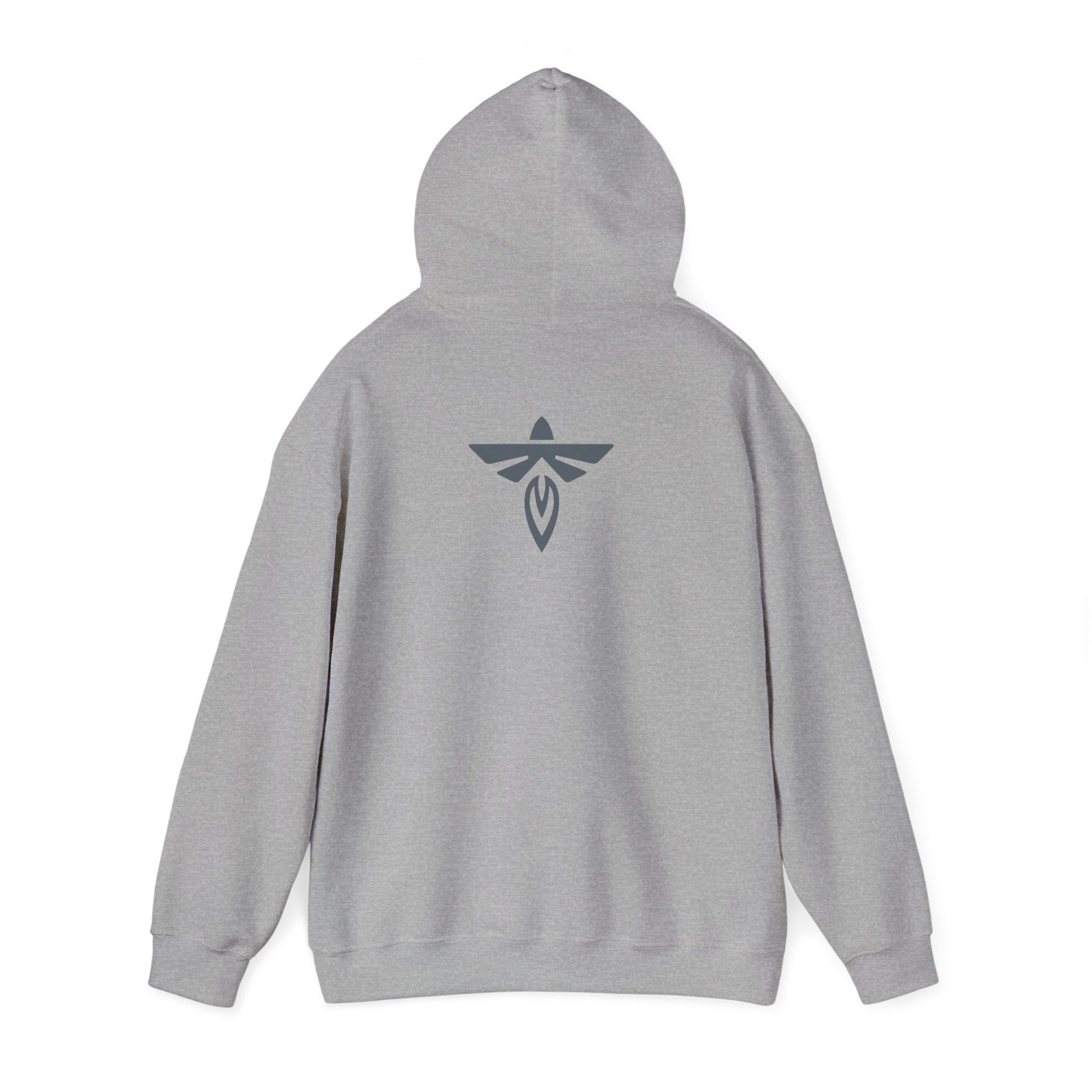 Grey hoodie with grey icon back