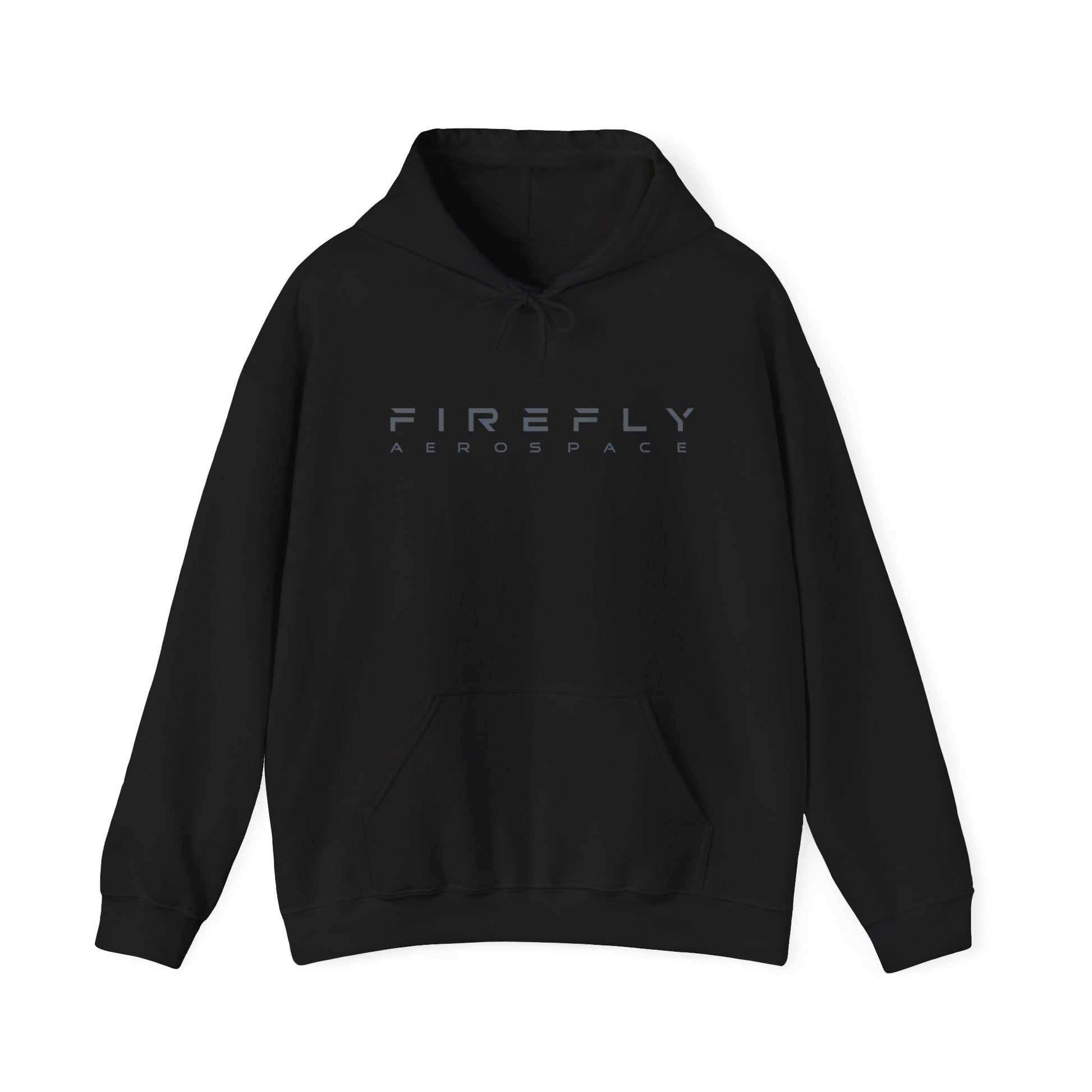 Black hoodie with a grey logo