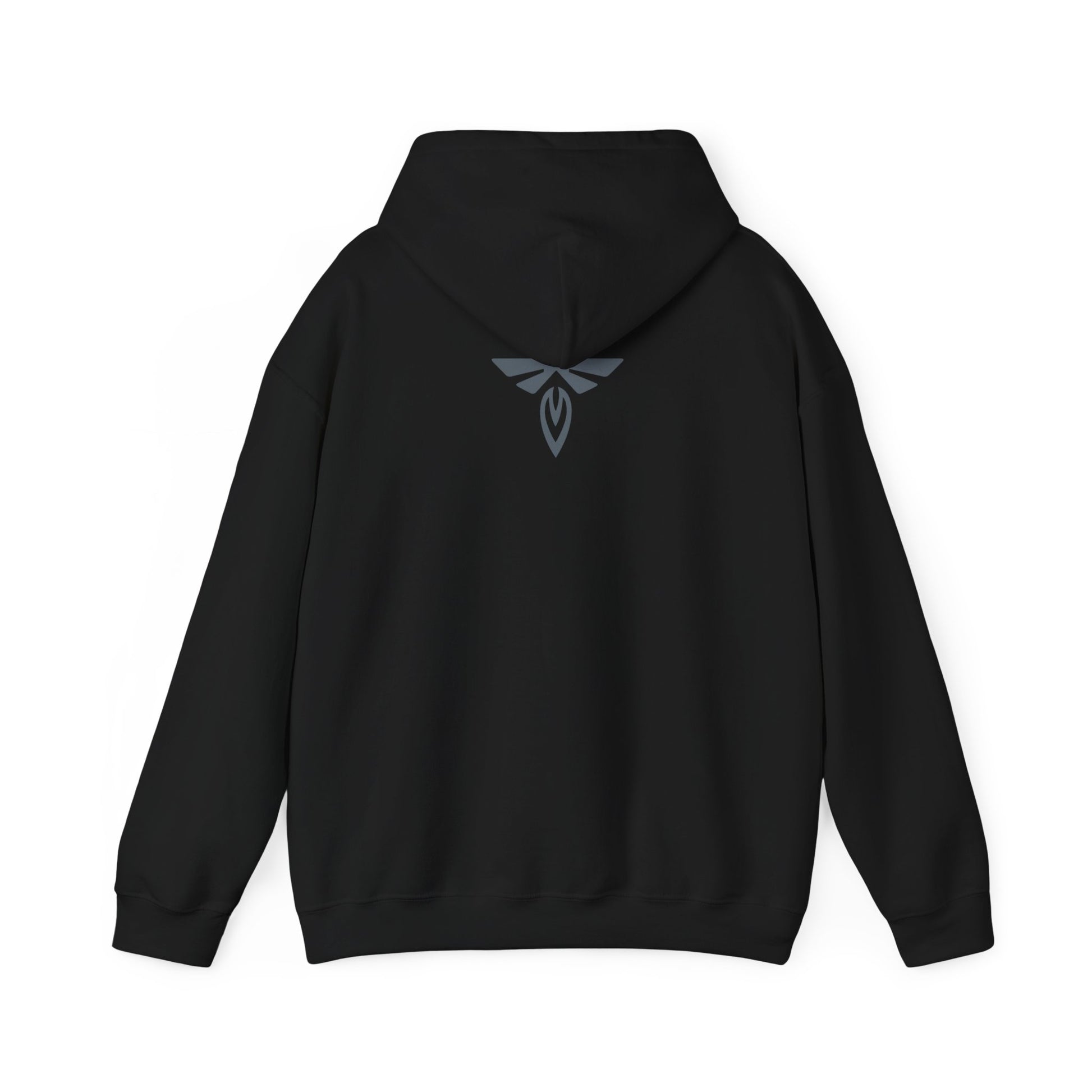 Black hoodie with grey icon