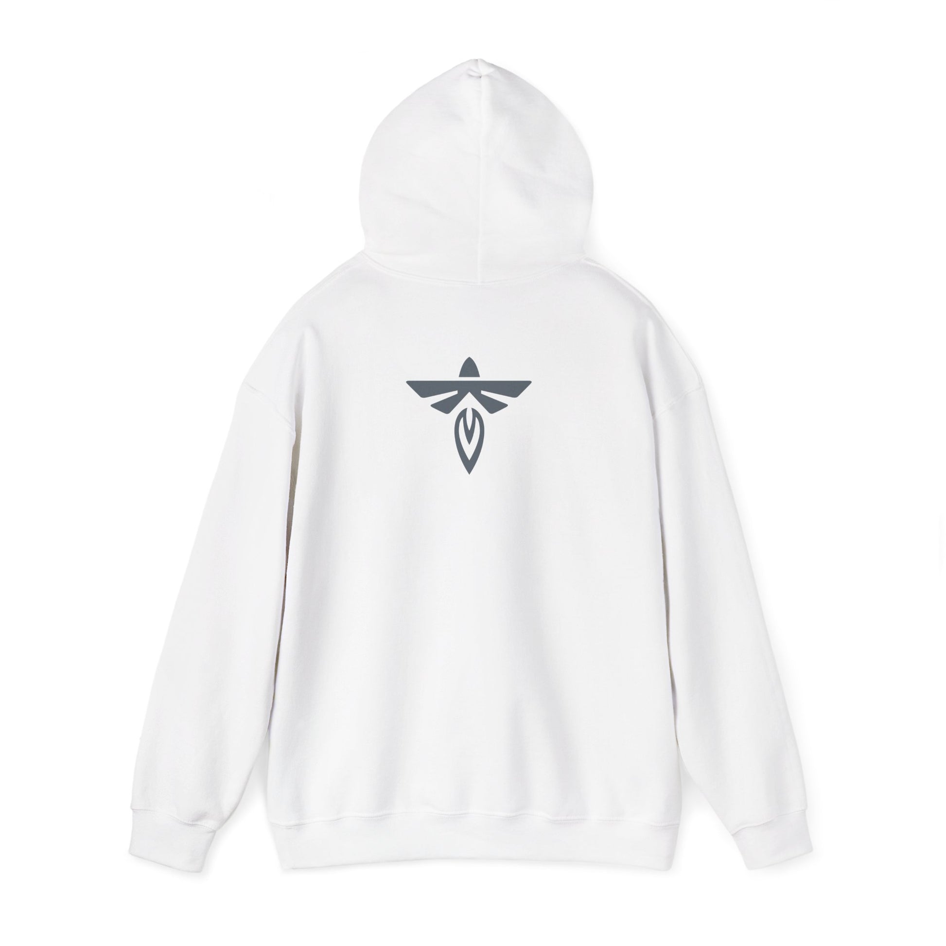 White hoodie with a grey icon
