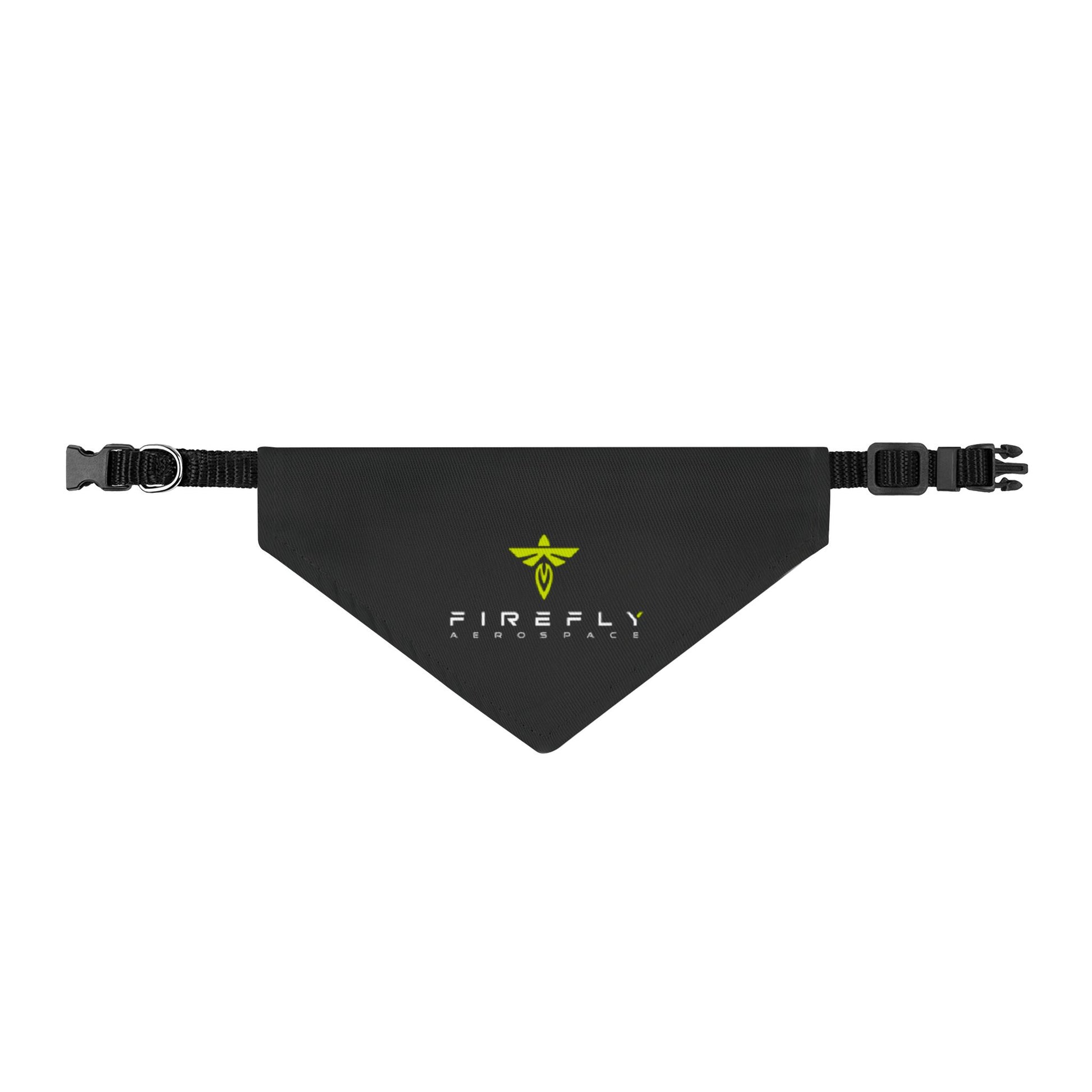 Black dog bandana with Firefly logo on a white background